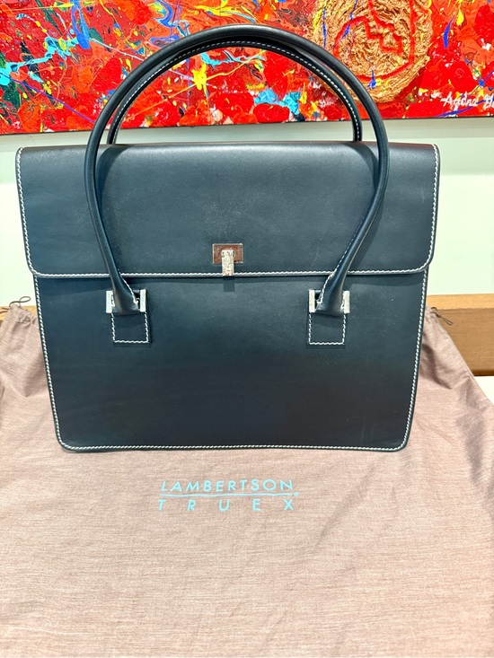 Lambertson Truex Handbags - Lambertson Truex Black Leather Double Handle Structured Satchel